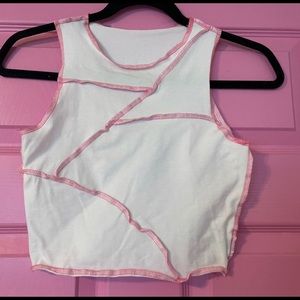 Pink Stitched White Top